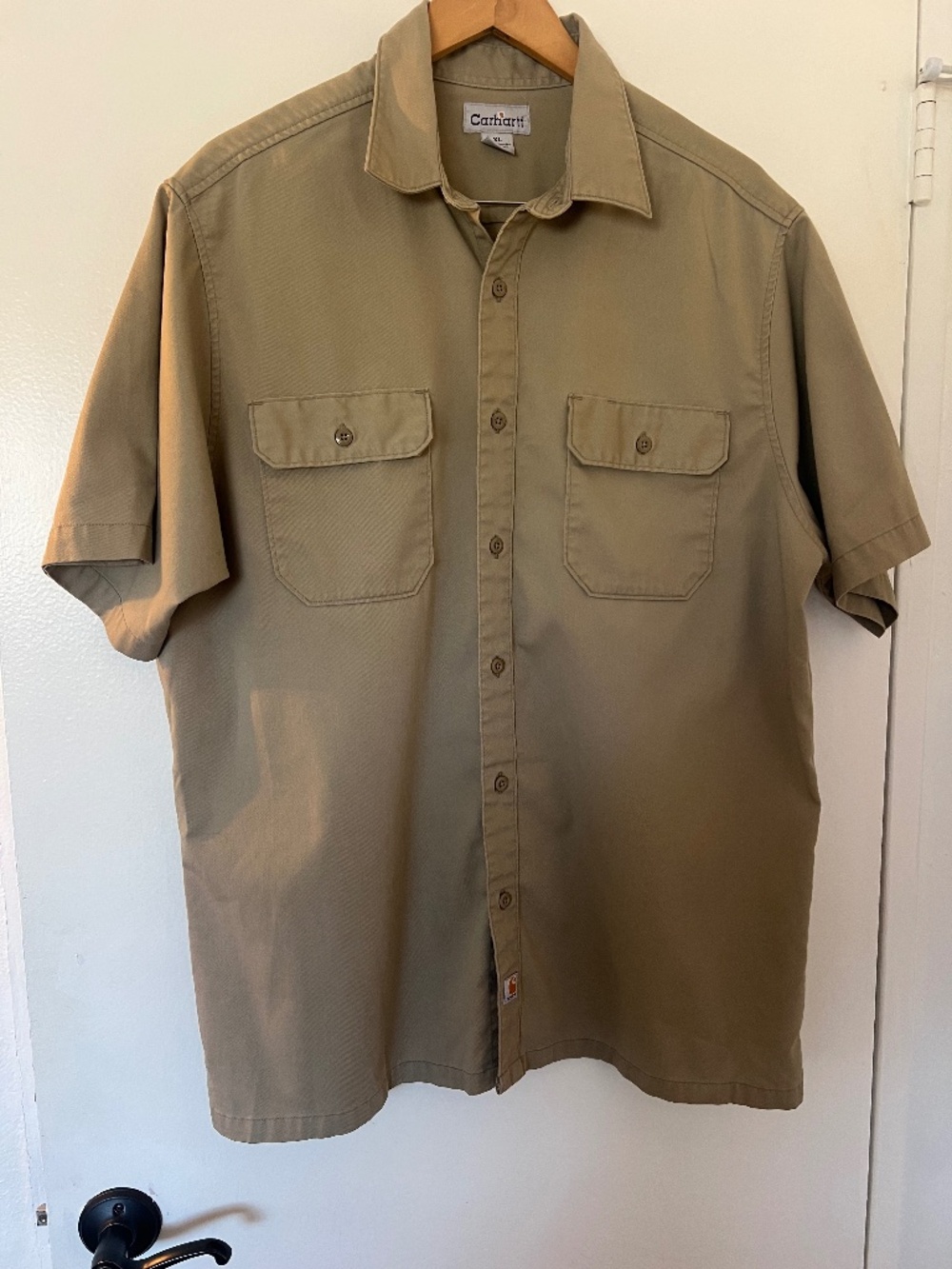 Carhartt Workwear Khaki Short Sleeve Button Down Shirt (XL)